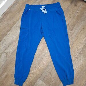 FIGS Technical Collection Blue Jogger Scrub Pants L Pockets Elastic  Drawstring
